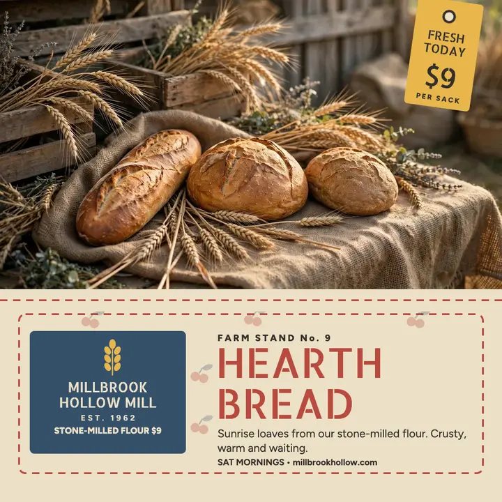Millbrook Hollow farm stand bread post template