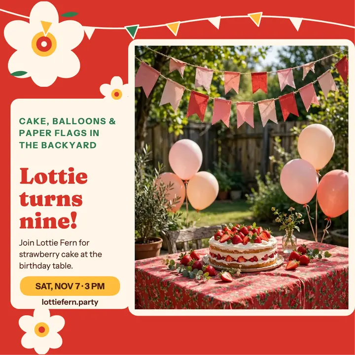 Lottie Fern garden birthday invite template