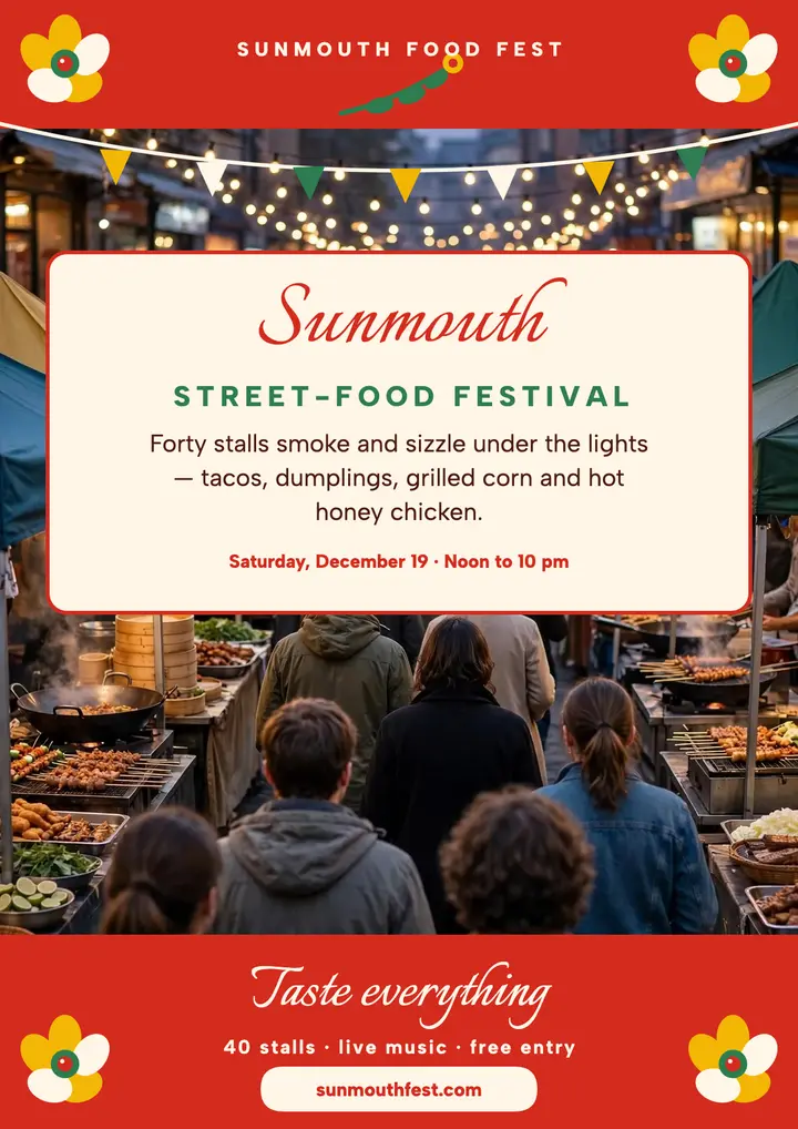 Sunmouth Food Fest calico flyer template
