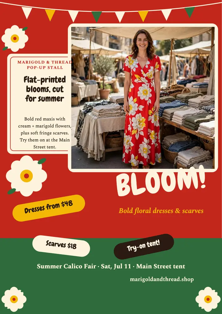 Marigold and Thread calico summer fair flyer template