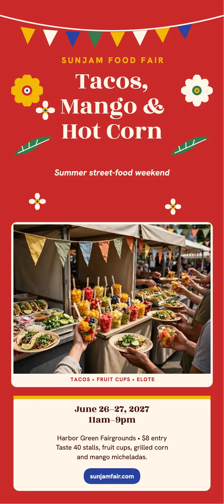 Sunjam summer street food rack card template