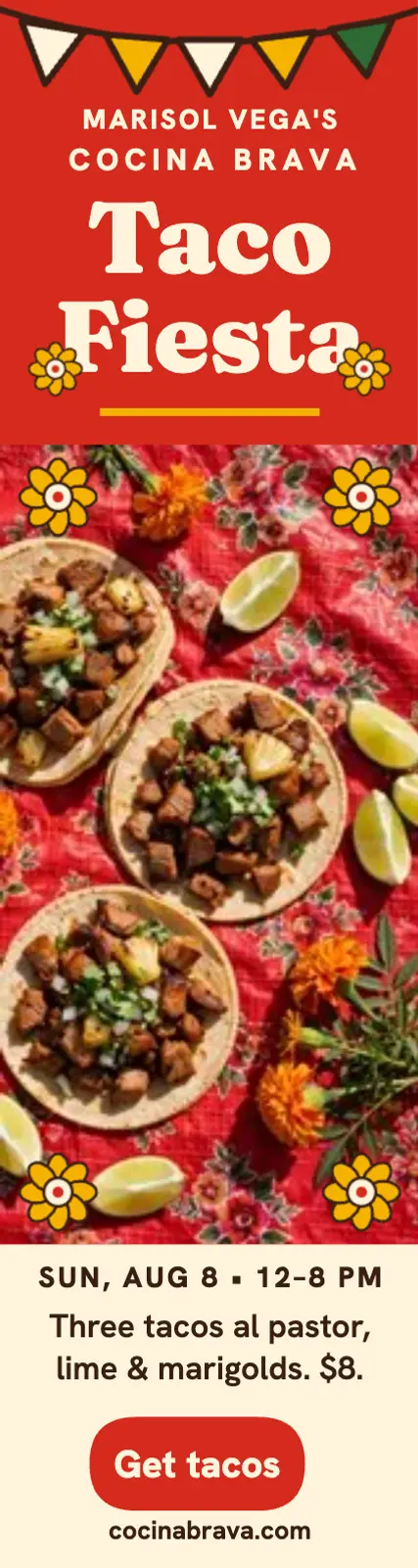 Calico taco fiesta skyscraper ad template