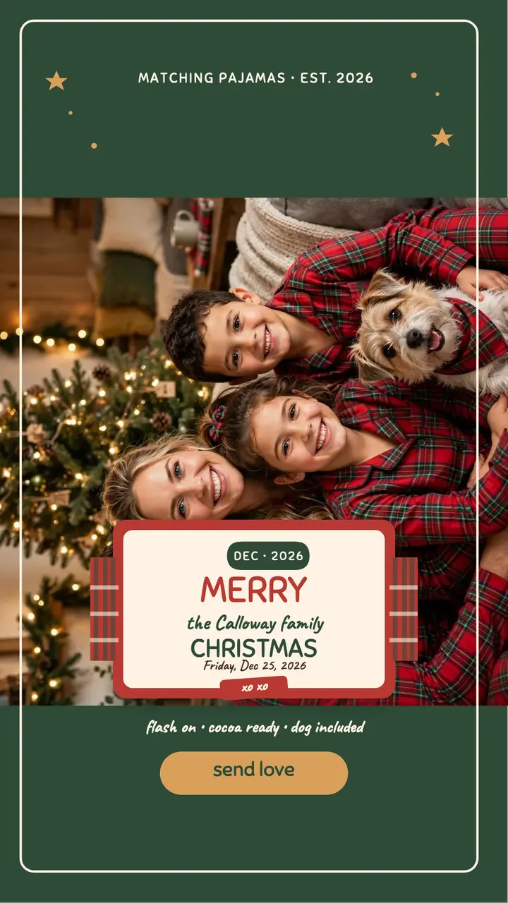 Calloway family plaid pajama Christmas story template