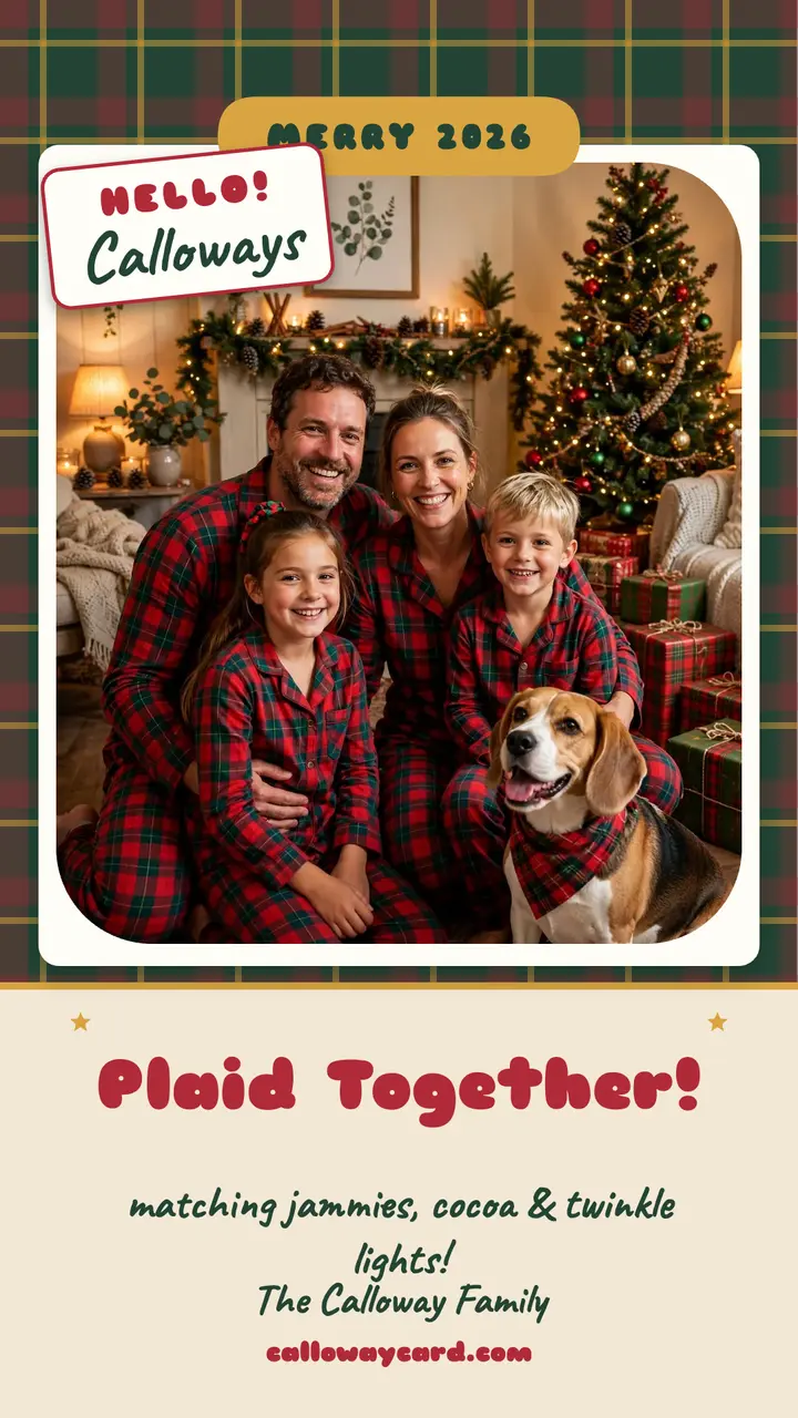 Calloway family plaid pajamas Christmas story template