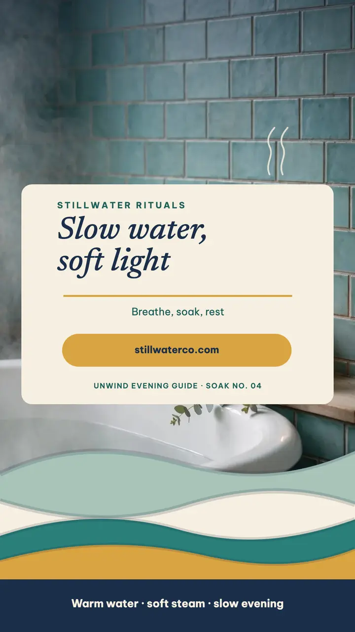 Stillwater winter bath ritual story: self-care evening story template