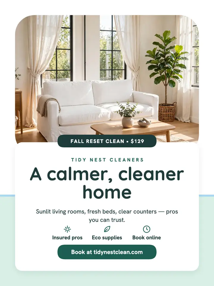 Tidy Nest calm cleaners promo template