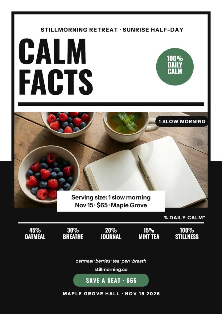 Stillmorning calm day nutrition flyer template