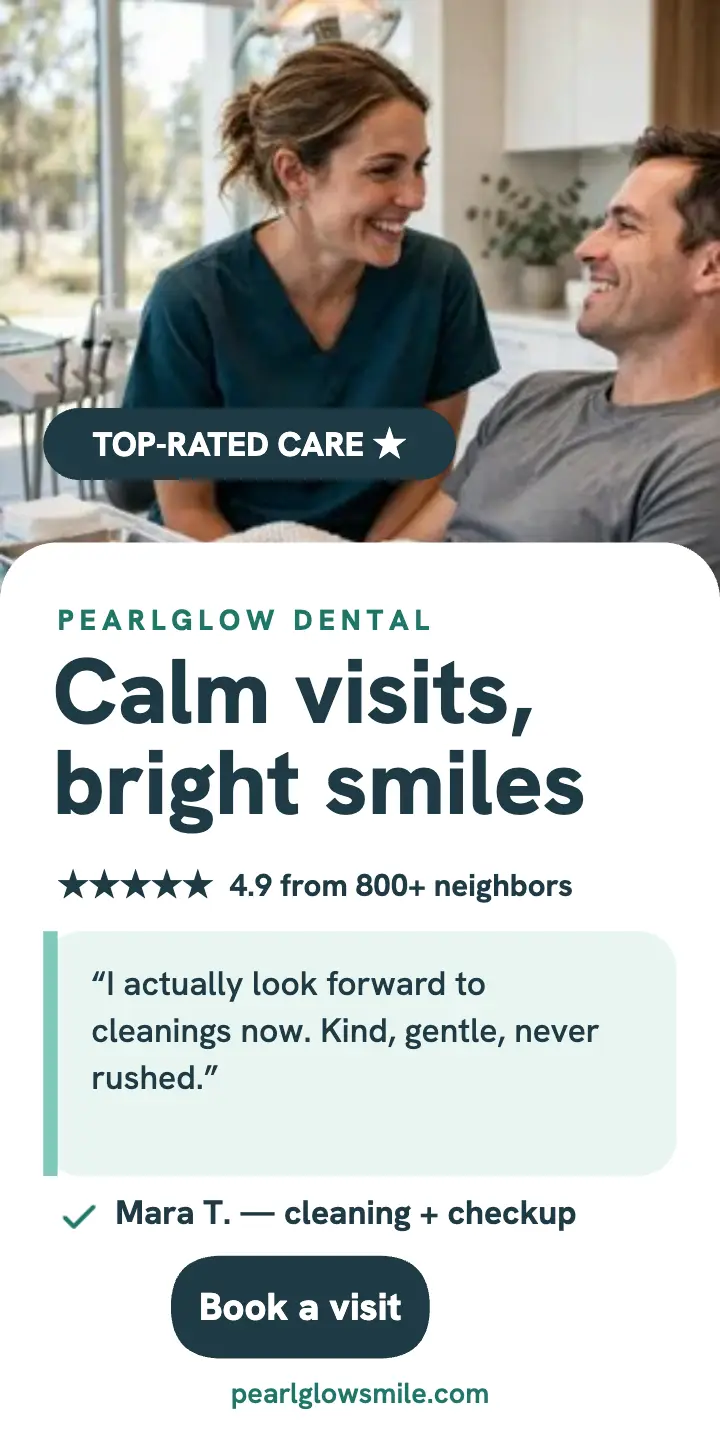 Pearlglow Dental calm review ad template