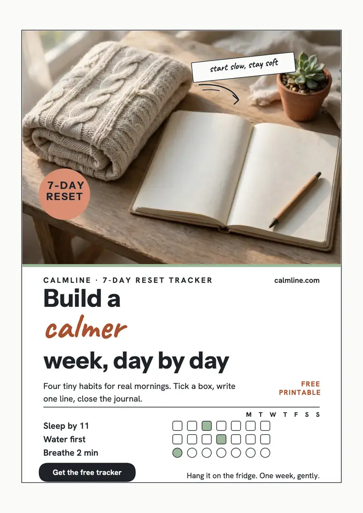 Calmline journal reset habit tracker flyer template