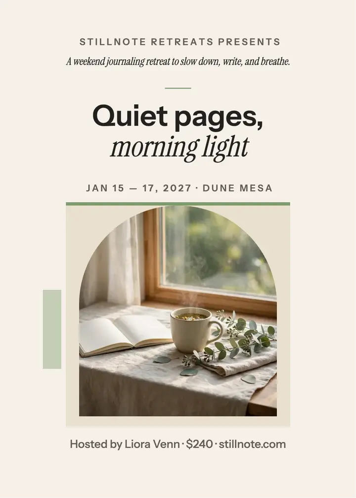 Stillnote weekend journaling retreat invitation: journaling retreat invitation template