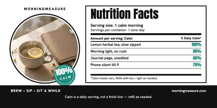 Morningmeasure calm nutrition label post template