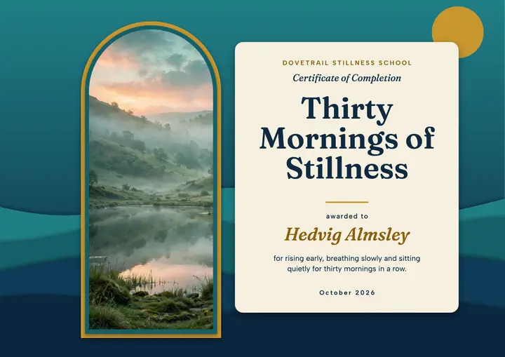 Thirty mornings of stillness certificate template