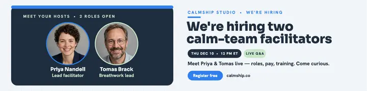 Calm team hiring banner, facilitators template