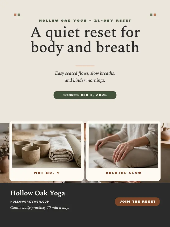 Hollow Oak Yoga calm reset portrait template