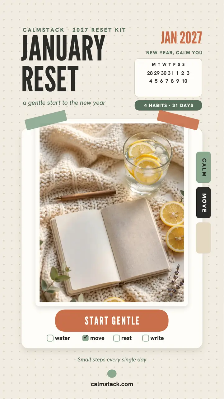 Calmstack January reset habit story template
