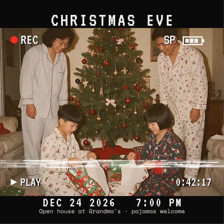 Christmas Eve camcorder home video invite: christmas eve party invite template