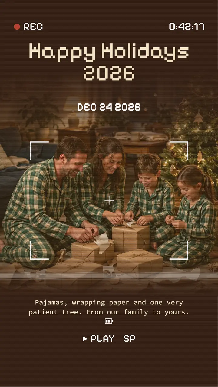 Camcorder tape holiday greeting story template