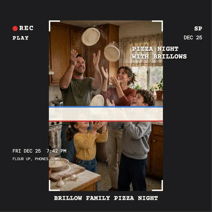 Brillow family pizza night camcorder post template