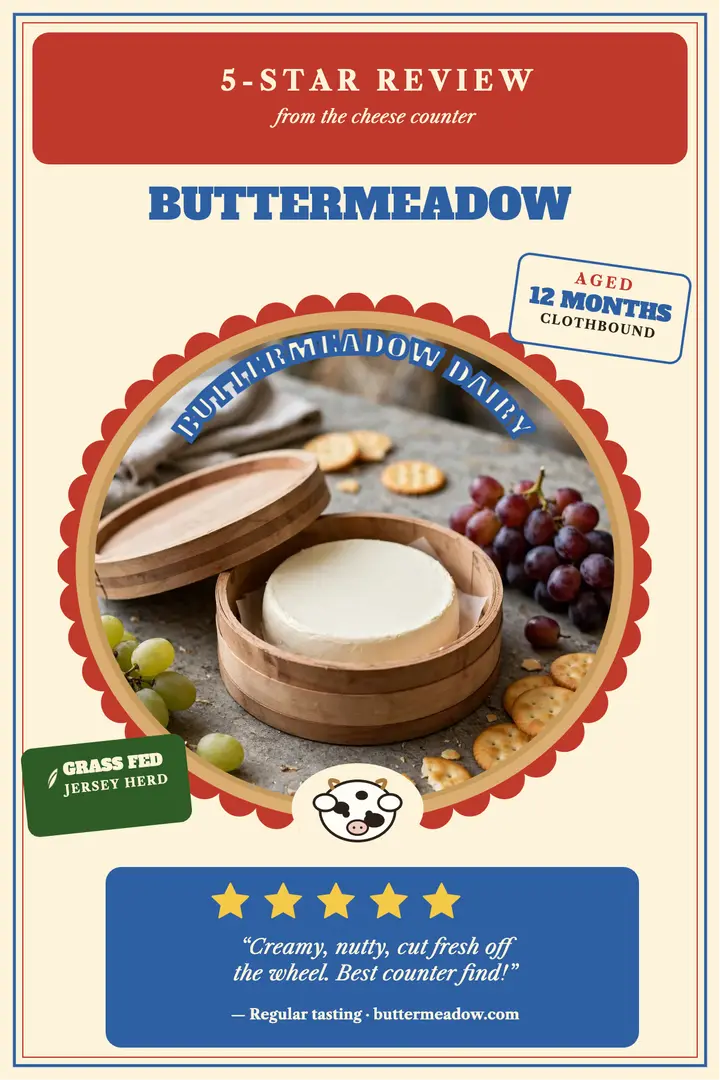 Buttermeadow cheese review poster template