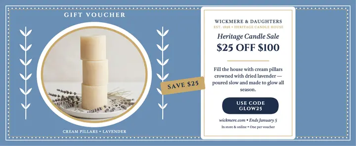 Wickmere candle gift voucher sale template