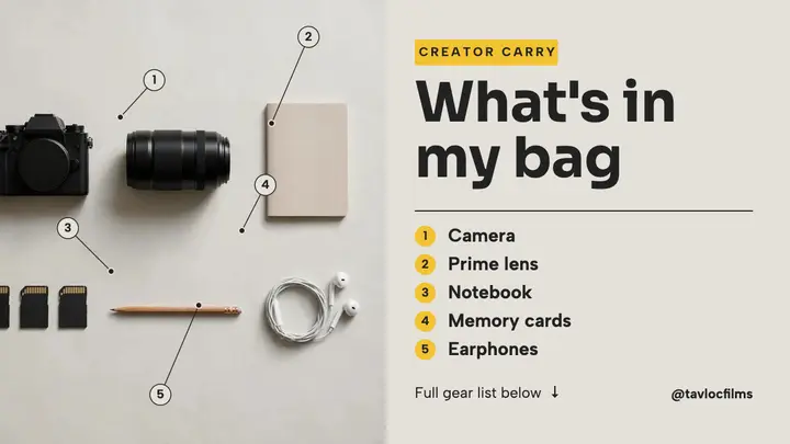 What's in my camera bag knolling thumbnail template