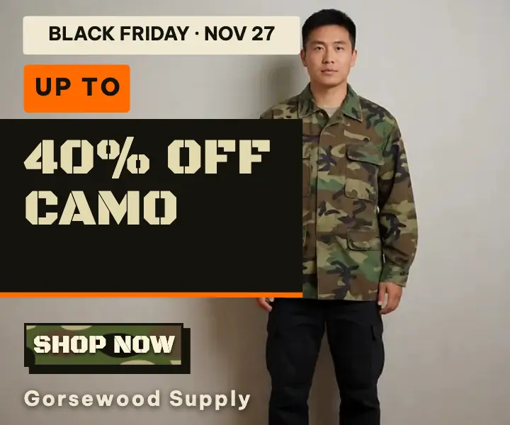 Gorsewood Supply Black Friday woodland jacket ad template