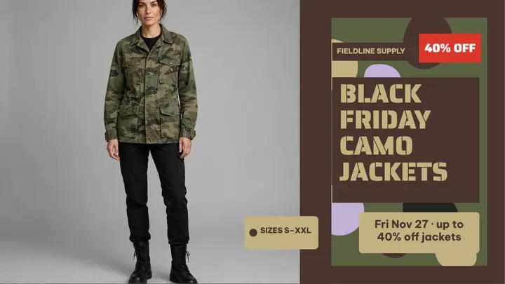 Fieldline Supply Black Friday camo sale thumbnail template