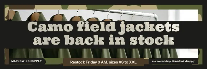 Camo field jacket restock X header template