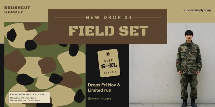 Brushcut Supply Field Set camo drop post template