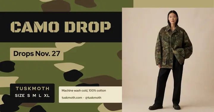 Tuskmoth woodland outerwear drop post template