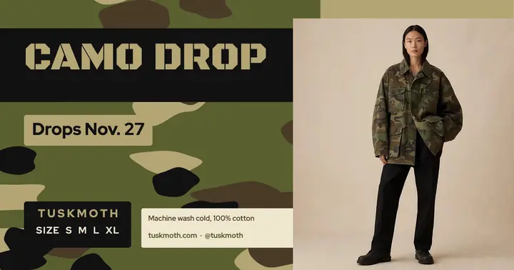 Tuskmoth woodland outerwear drop post template