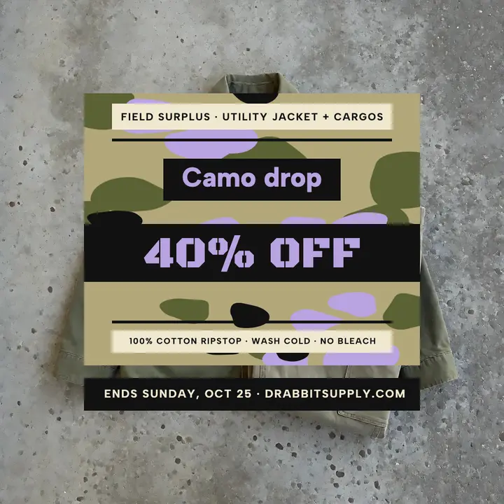 Drabbit Supply camo surplus sale post template