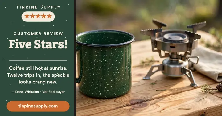 Tinpine camp mug five-star review post template