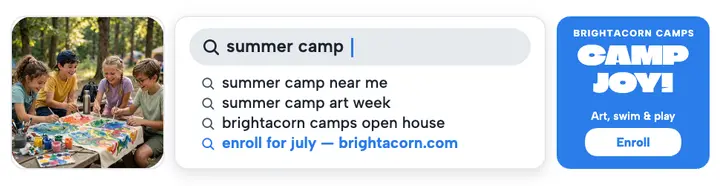 Brightacorn summer camp search billboard template