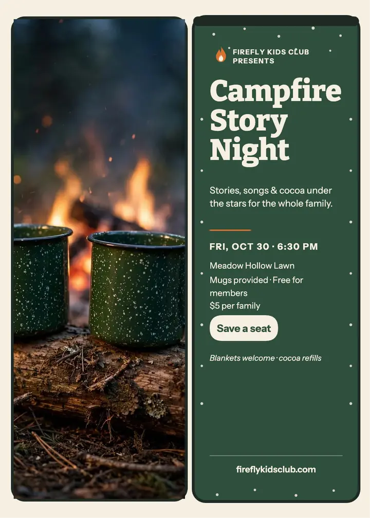 Firefly campfire story night invitation template