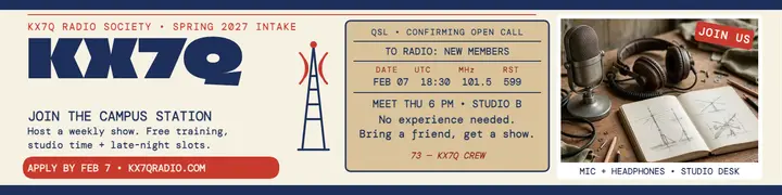KX7Q Radio Society recruitment banner template