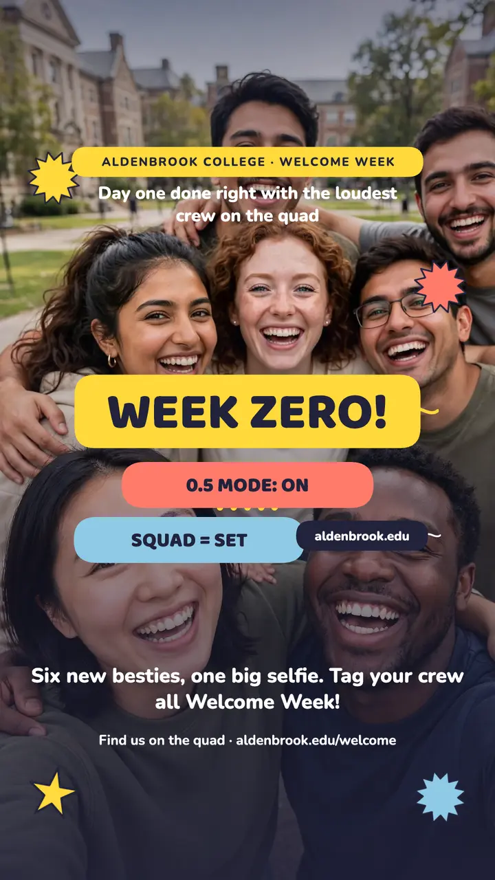 Aldenbrook Welcome Week selfie story template
