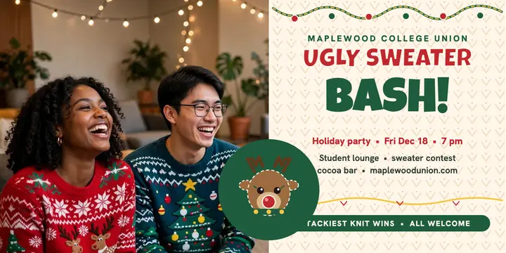 Maplewood Sweater Bash holiday party post template