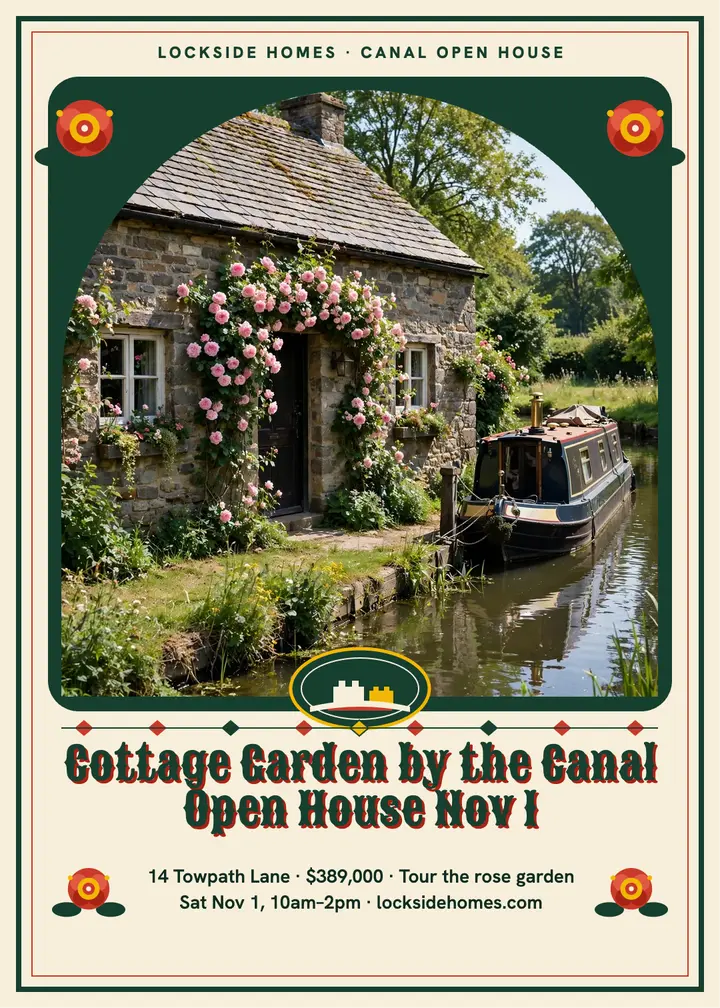 Canal cottage open house invitation template