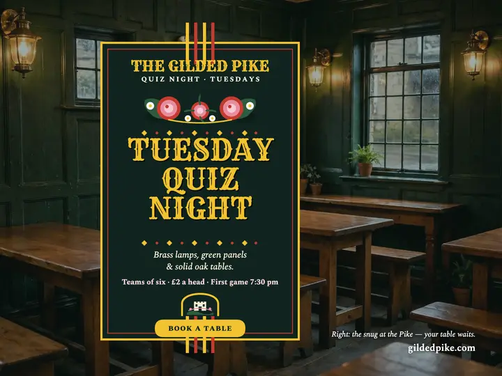 Gilded Pike pub quiz night slide: pub quiz night slide template