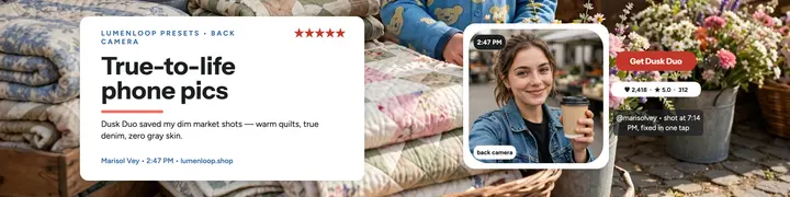 Lumenloop candid preset shop banner template