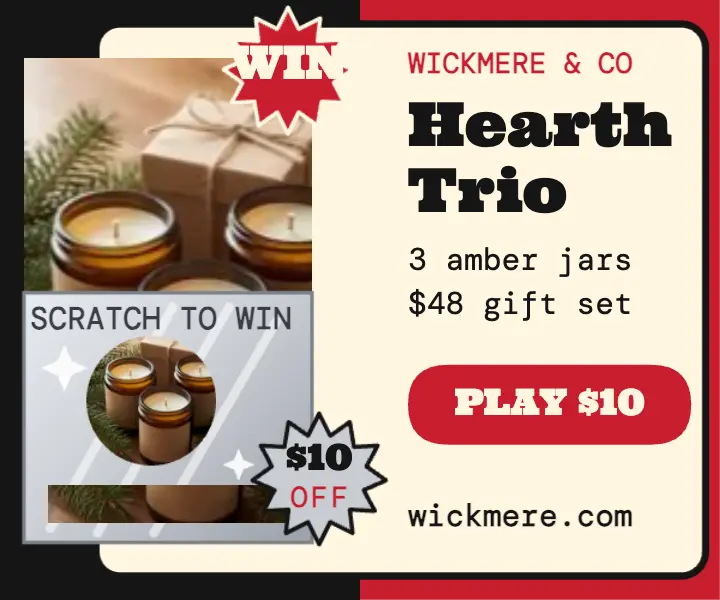 Wickmere holiday candle drop scratch ad template