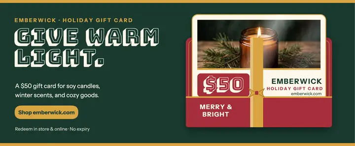 Emberwick holiday candle gift card voucher: holiday gift card template