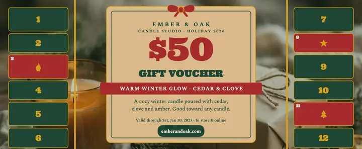 Ember and Oak holiday gift voucher template