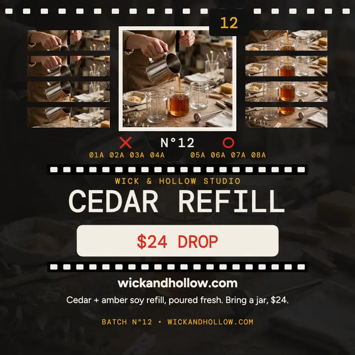 Wick and Hollow cedar refill contact sheet template