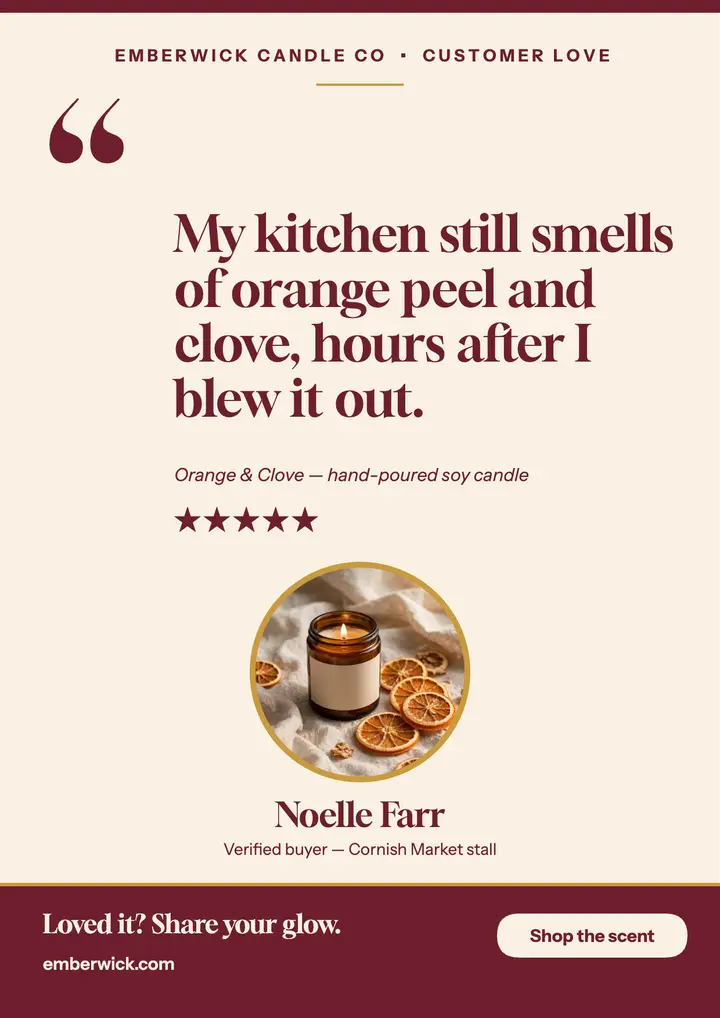 Emberwick Candle review hanging quote flyer template