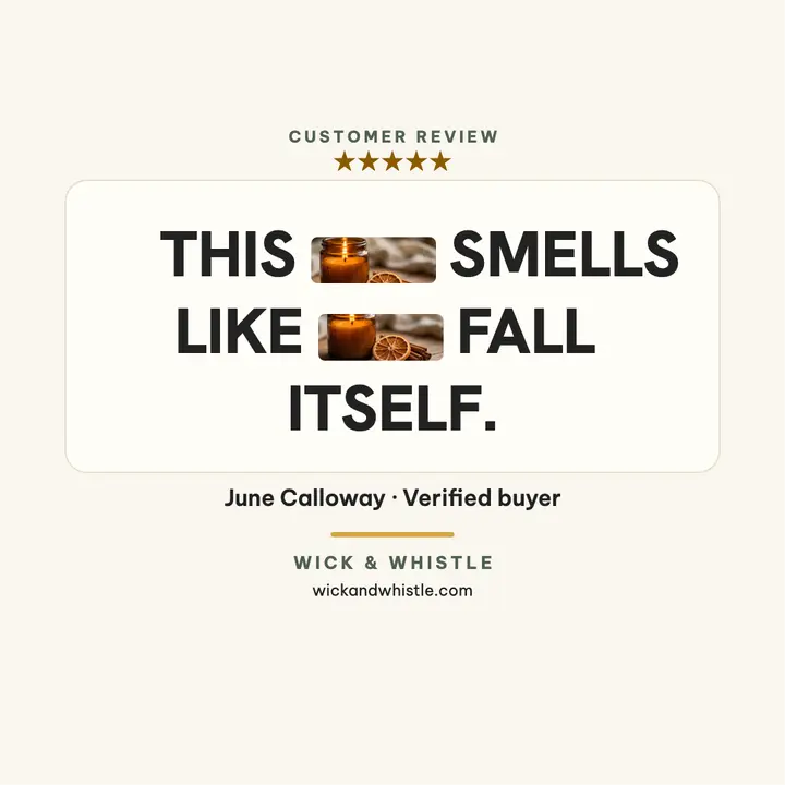Wick & Whistle candle review card template