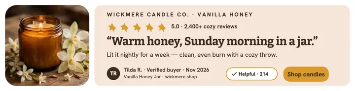Wickmere candle review billboard template