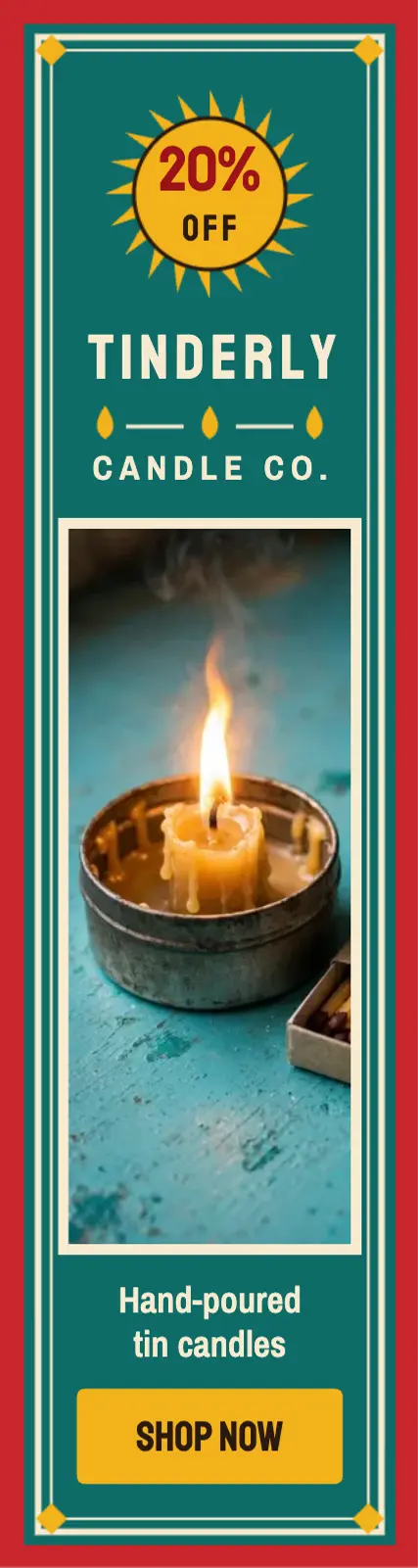 Candle sale skyscraper, matchbox label template