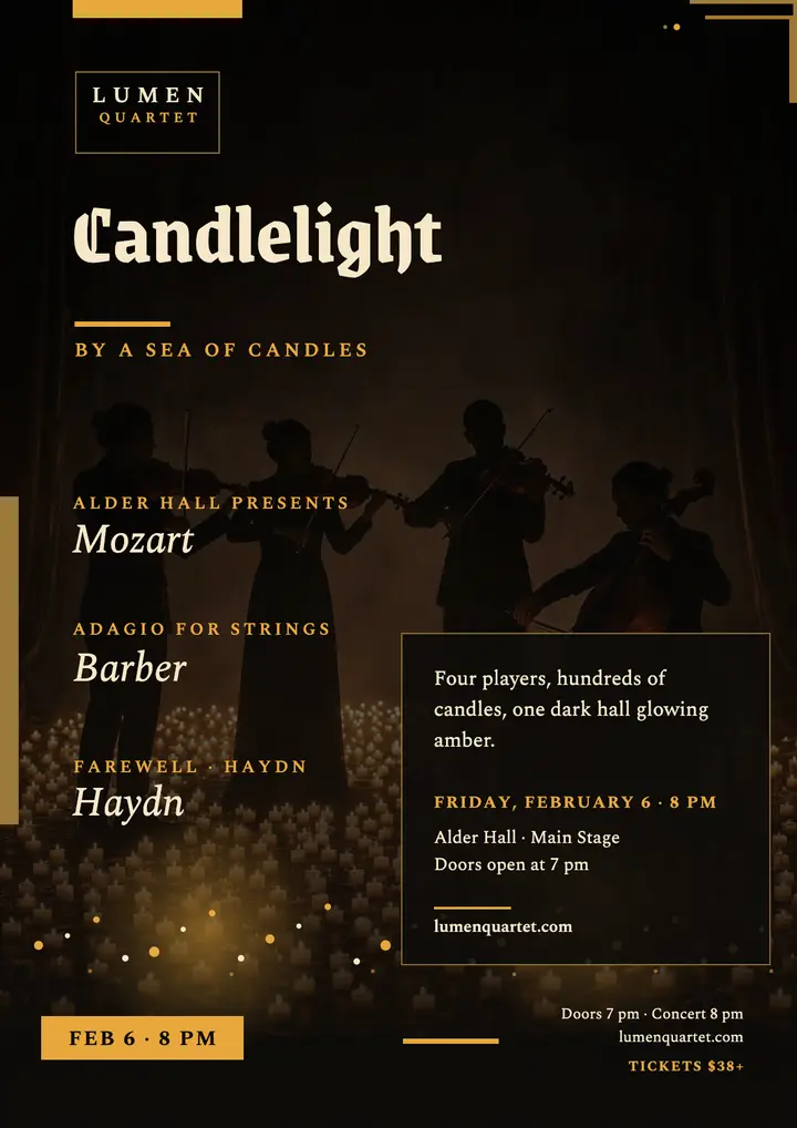 Lumen Quartet candlelight concert flyer template